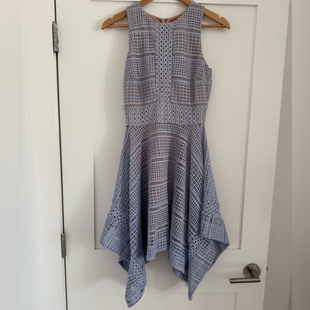 KEEPSAKE Sweet Nothing Blue Handkerchief Lace Dress
